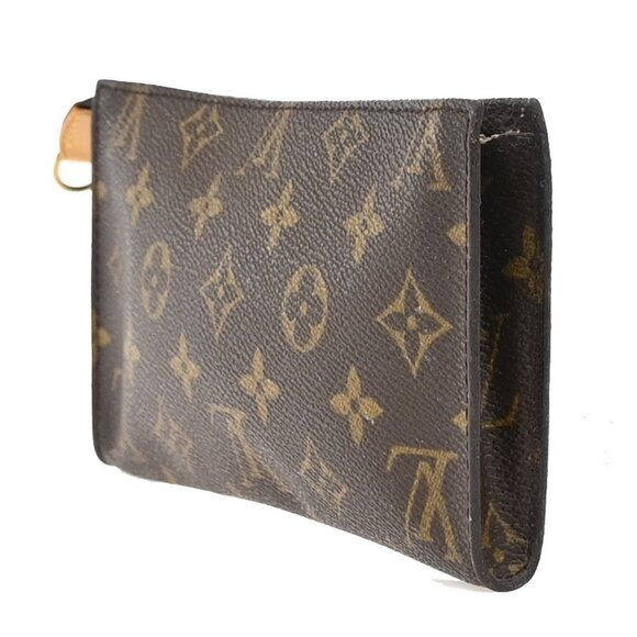 LOUIS VUITTON LV Logo Bucket GM Pouch Bag Monogram Leather Brown Gold - Picture 4 of 13